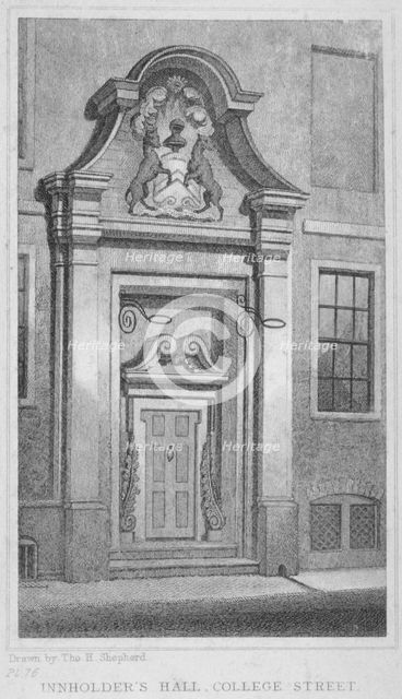 The entrance to Innholder's Hall, College Street, City of London, 1830. Artist: Anon