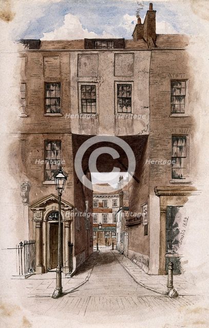 The entrance to Little Ormond Yard, off Great Ormond Street, 1882. Creator: John Phillipps Emslie.