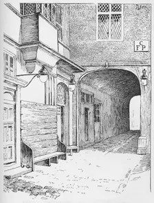 The Entrance to Speaker's Ward as it appeared before the fire c1897. Artist: William Patten