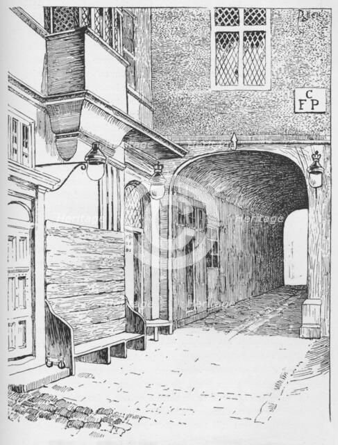 'The Entrance to Speaker's Ward as it appeared before the fire', c1897. Artist: William Patten.