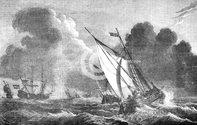 "The Entrance to the Texel - Stormy Weather", painted by William Vandevelde, from..., 1857. Creator: Unknown.