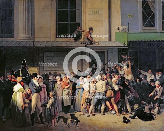 The Entrance to the Théâtre de l’Ambigu-Comique before a Free Performance, 1819. Artist: Boilly, Louis-Léopold (1761-1845)