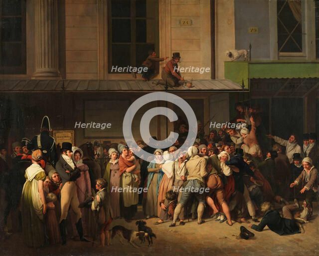 The entrance to the Théâtre de l'Ambigu-Comique on the day of a free show, ca 1819. Creator: Boilly, Louis-Léopold (1761-1845).