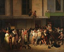 The entrance to the Théâtre de l'Ambigu-Comique on the day of a free show, ca 1819. Creator: Boilly, Louis-Léopold (1761-1845)
