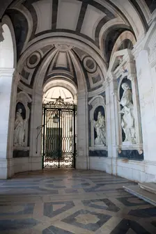 The entrance to the church in the Mafra National Palace (Palacio de Mafra), Mafra, Portugal, 2009. Creator: Samuel Magal