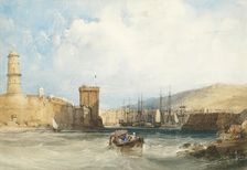 The Entrance to the Harbor of Marseilles, c. 1838. Creator: William Callow