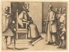 The Envoy of Tuscany thanking the Queen, 1612. Creator: Jacques Callot