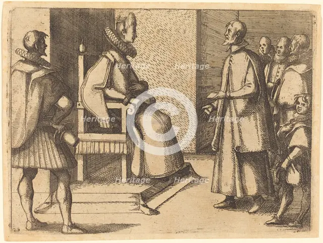 The Envoy of Tuscany thanking the Queen, 1612. Creator: Jacques Callot.