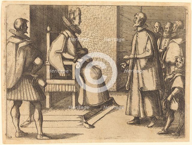 The Envoy of Tuscany thanking the Queen, 1612. Creator: Jacques Callot.