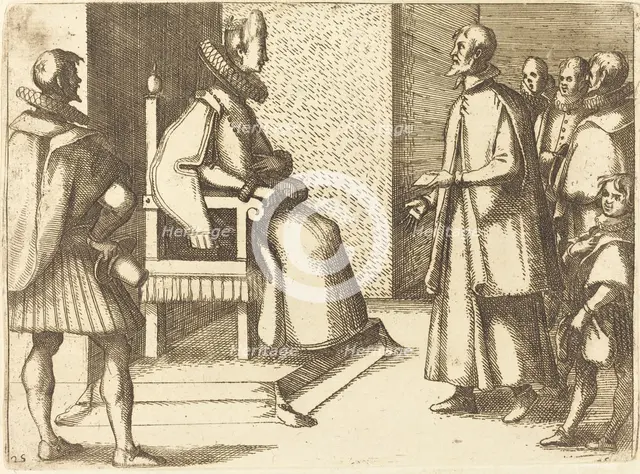 The Envoy of Tuscany Thanking the Queen, 1612. Creator: Jacques Callot.