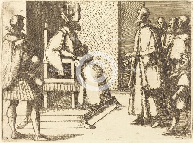 The Envoy of Tuscany Thanking the Queen, 1612. Creator: Jacques Callot.