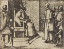 The Envoy of Tuscany thanking the Queen [verso], 1612. Creator: Jacques Callot
