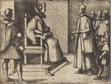 The Envoy of Tuscany thanking the Queen [verso], 1612. Creator: Jacques Callot