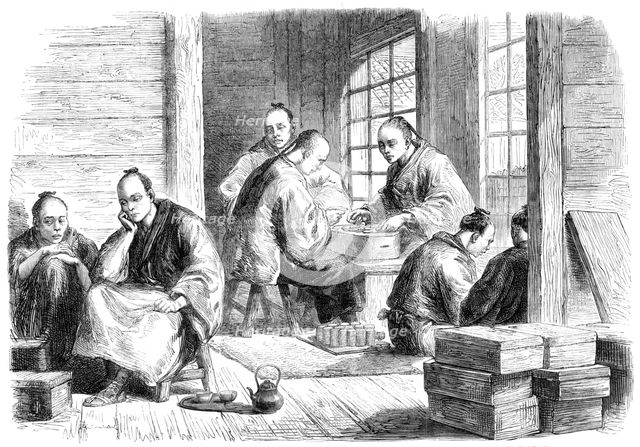 The Envoys of the Japanese Prince of Nagato paying the indemnity for the Affair of Simonosaki, 1865. Creator: Unknown.