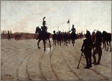 The Epic, scene of the shadow theatre the "Chat Noir ", 1889. Creator: Caran d Ache