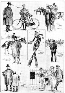 The Epsom Spring Meeting: sketches on the City and Suburban Day, 1898. Creator: Unknown