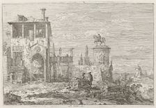 The Equestrian Monument [upper right], c. 1735/1746. Creator: Canaletto