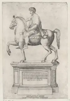 The Equestrian Statue of Marcus Aurelius on the Capitol, 1548., 1548. Creator: Nicolas Beatrizet