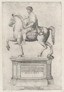 The Equestrian Statue of Marcus Aurelius on the Capitol, 1548., 1548. Creator: Nicolas Beatrizet