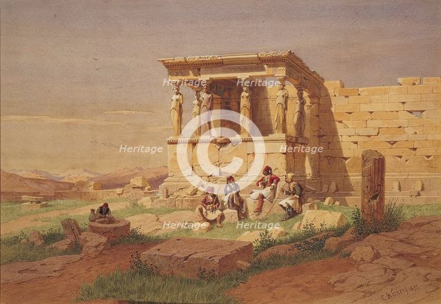 The Erechtheion. The Porch of the Caryatids, 1877. Artist: Werner, Carl Friedrich Heinrich (1808-1894)