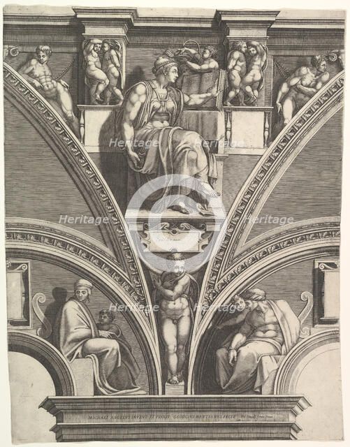 The Eritrean Sibyl; from the series of Prophets and Sibyls in the Sistine Chapel, 1570-75. Creator: Giorgio Ghisi.