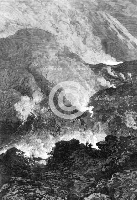 The eruption of Mount Vesuvius: flood of lava and red-hot ashes, 1868. Creator: Mason Jackson.