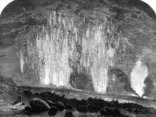 The Eruption of Mount Vesuvius: the Craters at Midnight, 1862. Creator: Unknown