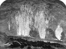 The Eruption of Mount Vesuvius: the Craters at Midnight, 1862. Creator: Unknown