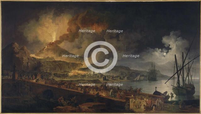 The eruption of Vesuvius seen from Portici , ca 1767. Creator: Volaire, Pierre Jacques (1729-1802).