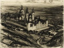 The Escorial from the Seat of Phillip (Phillip's Chair), c. 1903. Creator: Joseph J Pennell