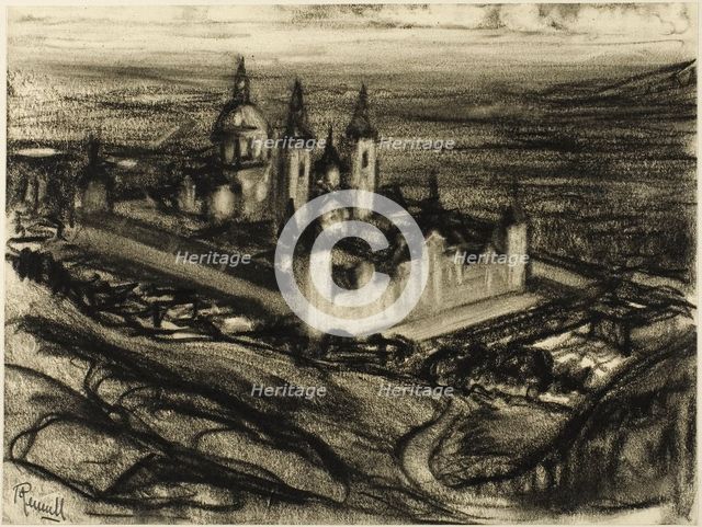 The Escorial from the Seat of Phillip (Phillip's Chair), c. 1903. Creator: Joseph J Pennell.