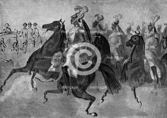 'The Escort of Cuirassiers', 19th century, (1930).Artist: Constantin Guys