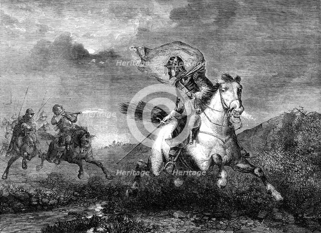 "The Escape", by R. Beavis, from the Exhibition of the Royal Academy, 1864. Creator: W Thomas.