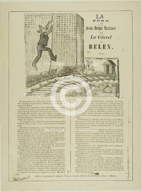 The Escape of Jesus Bruno Martinez from Belen Prison, 1892. Creator: José Guadalupe Posada.