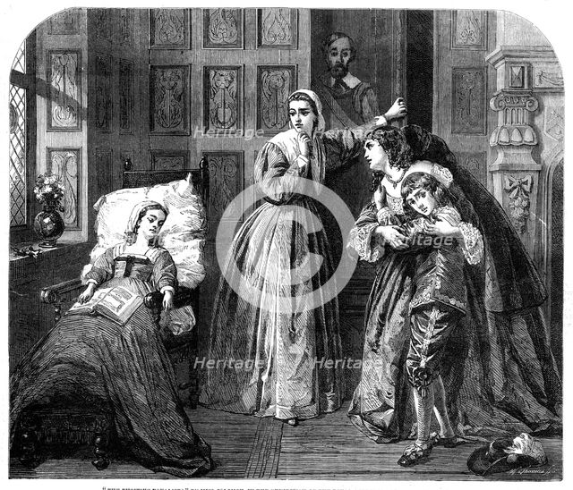 "The Fugitive Royalists", by Miss Solomon, in the Exhibition of the Royal Academy, 1862. Creator: W Thomas.