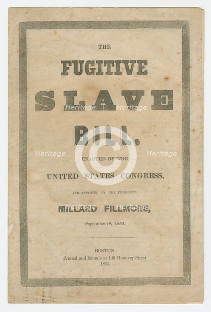 The Fugitive Slave Bill, 1854. Creator: Unknown.