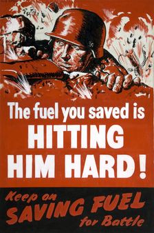 The fuel you saved is hitting him hard!... between 1939 and 1946. Creators: Central Office of Information, Clive Uptton