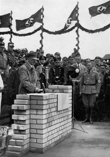 The Führer puts the foundation wall to the meeting house in the Adolf-Hitler-Koog