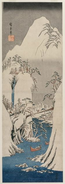 The Fuji River in the Snow, 1841. Creator: Utagawa Hiroshige (Japanese, 1797-1858)