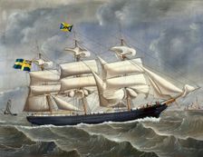 The full-rigger Pacific, (c1860s). Creator: Carolus Ludovicus Weyts