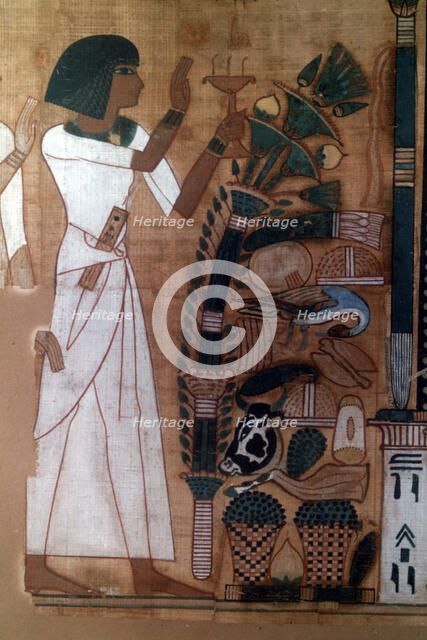 'The Fumigation of Osiris', the Book of the Dead of Neb-Qued, Egyptian, 19th Dynasty. Artist: Unknown