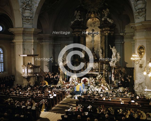 The funeral of Count Folke Bernadotte, Gustav Vasa Church, Stockholm, Sweden, 1948. Creator: Göran Algård.
