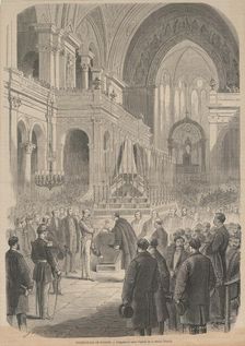 The funeral of Gioacchino Rossini. The consecration in the Church of the Holy Trinity, 1868. Creator: Cosson, Smeeton & Cie