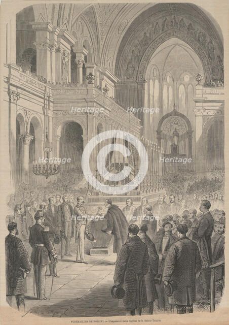 The funeral of Gioacchino Rossini. The consecration in the Church of the Holy Trinity, 1868. Creator: Cosson, Smeeton & Cie  .