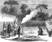 The funeral of Ensign Tucker of the British Legion, at the advanced posts before Capua..., 1860. Creator: Unknown