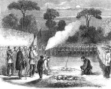 The funeral of Ensign Tucker of the British Legion, at the advanced posts before Capua..., 1860. Creator: Unknown