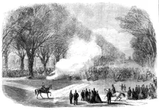 The Funeral of His Late Royal Highness the Prince Consort: firing minute guns in the Long..., 1861. Creator: Unknown