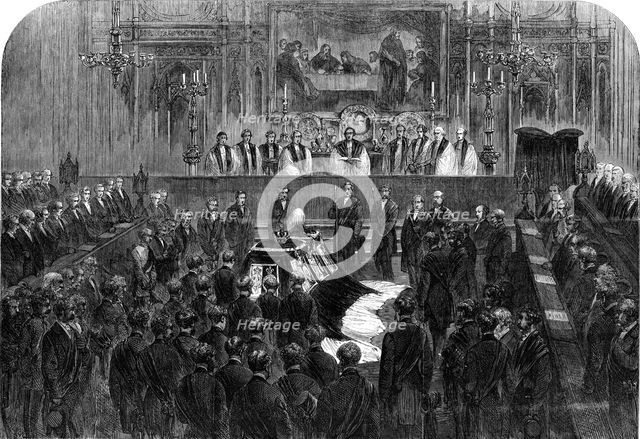 The Funeral of His Late Royal Highness the Prince Consort: the funeral ceremony in the choir, 1862. Creator: Unknown.