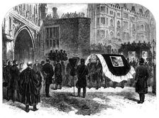 The Funeral of Lord Palmerston: arrival of the hearse at the West Door of Westminster Abbey, 1865. Creator: Unknown