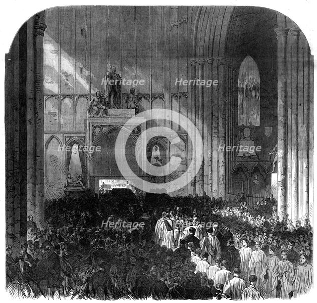 The Funeral of Lord Palmerston: the clergy receiving the body at...Westminster Abbey, 1865. Creator: Unknown.